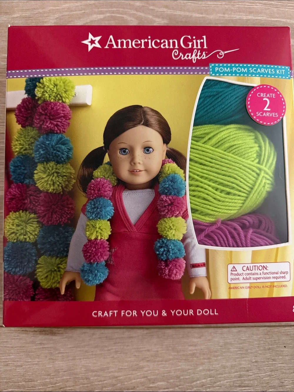 American Girl Pom-Pom Scarves Kit - Teal, Lime, Magenta